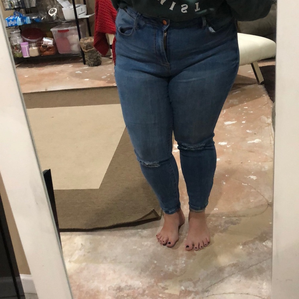 Justfab - High Waisted Skinny Ankle Grazer Jeans